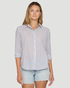 Flag & Anthem W Crane Stripe Woven Linen Shirt NAVY / WHITE STRIPE