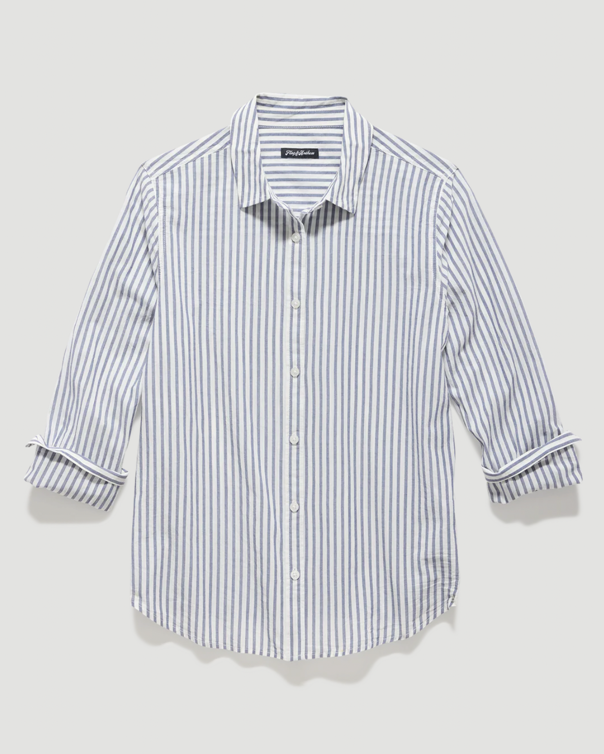 Flag & Anthem W Crane Stripe Woven Linen Shirt NAVY / WHITE STRIPE