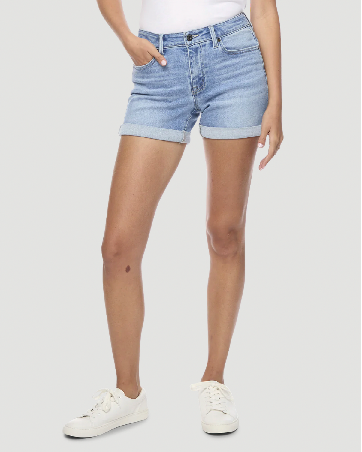 Flag & Anthem W Shelby Distressed Cuffed Denim Short LT WASH
