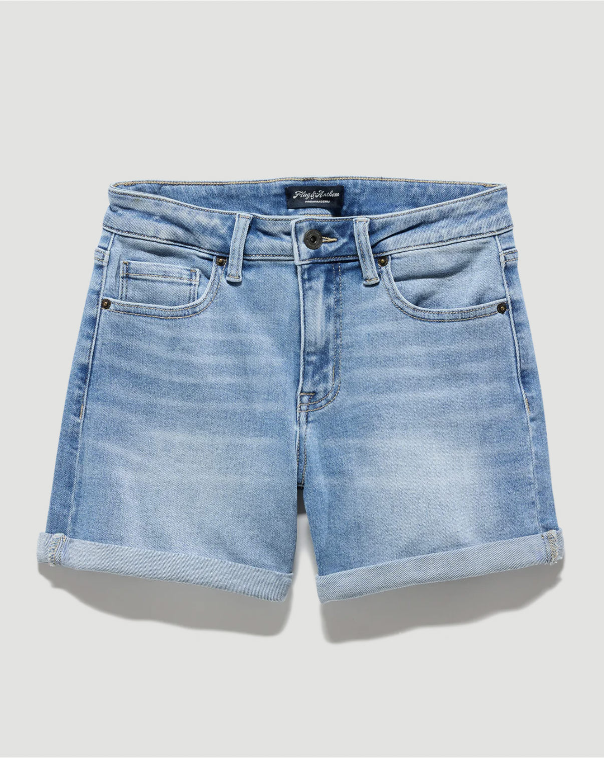 Flag & Anthem W Shelby Distressed Cuffed Denim Short LT WASH