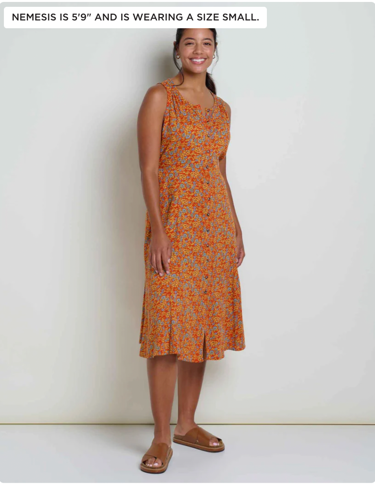 Toad & Co W Manzana Midi Dress BURNT OCHRE FLORAL