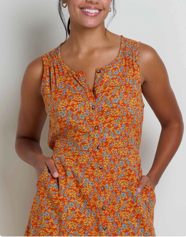Toad & Co W Manzana Midi Dress BURNT OCHRE FLORAL