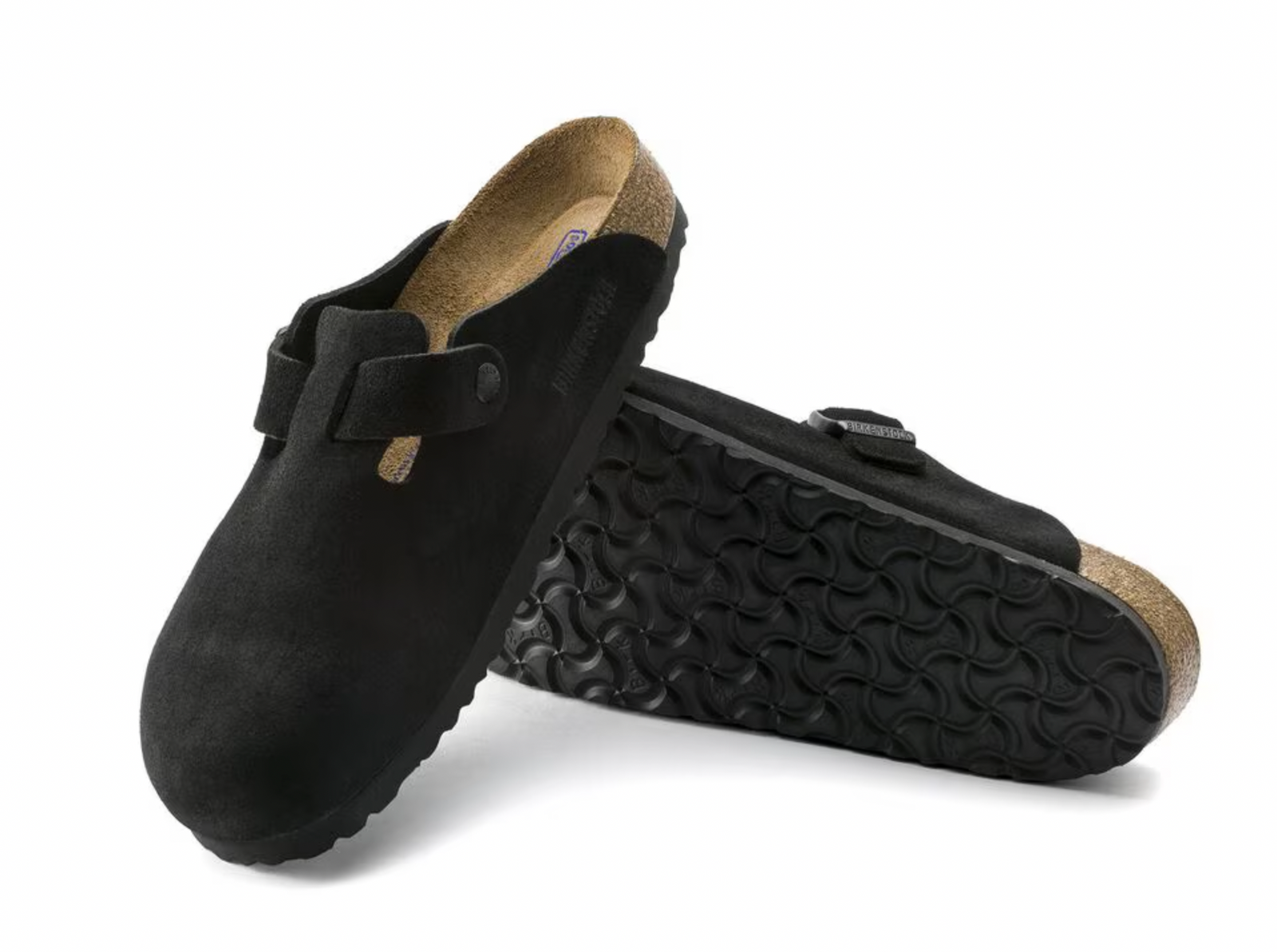 Birkenstock W Boston Suede BLACK - NARROW