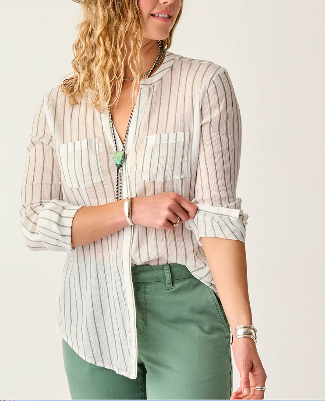 Carve Designs W LS Dylan Gauze Tunic HAZE STRIPE