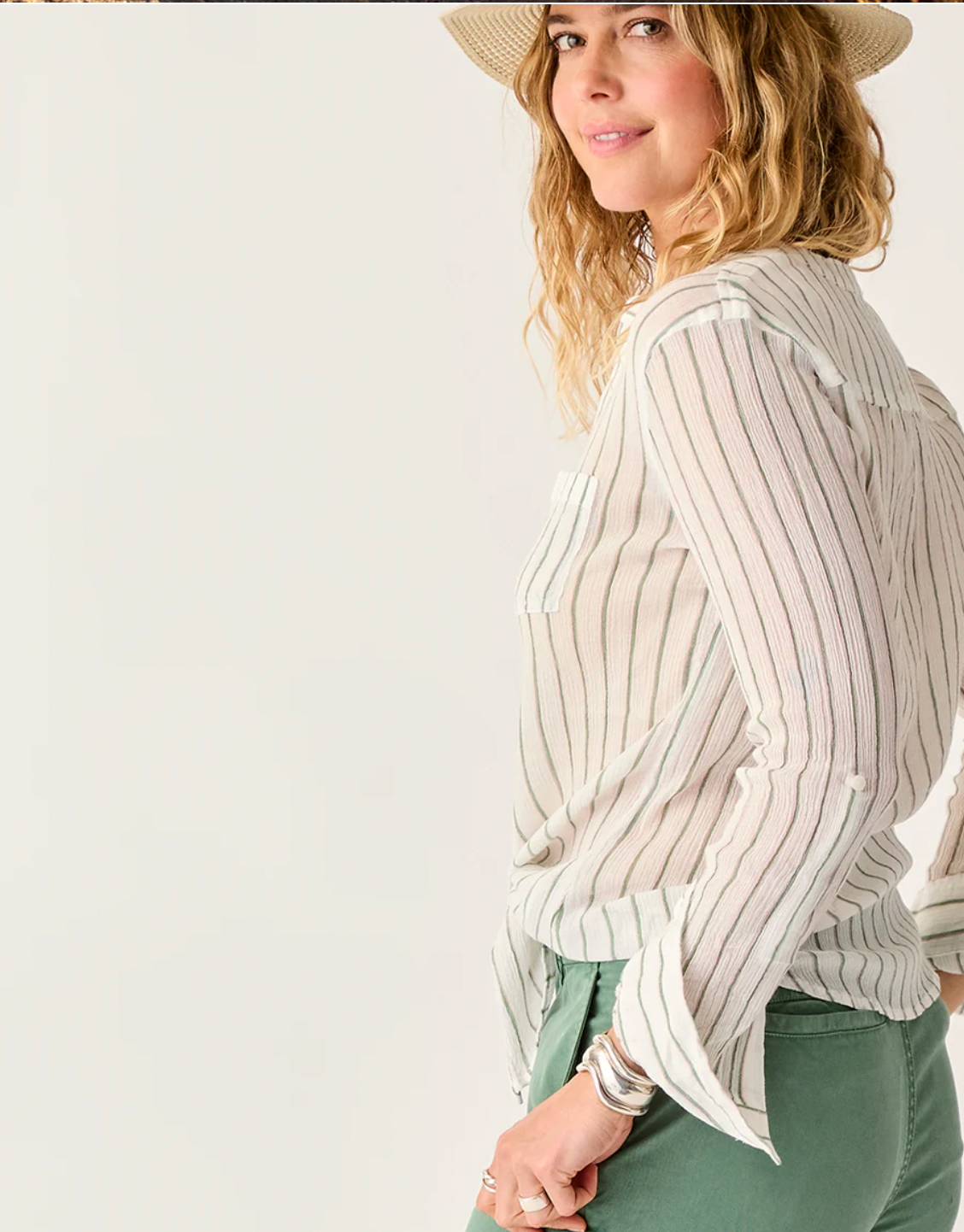 Carve Designs W LS Dylan Gauze Tunic HAZE STRIPE