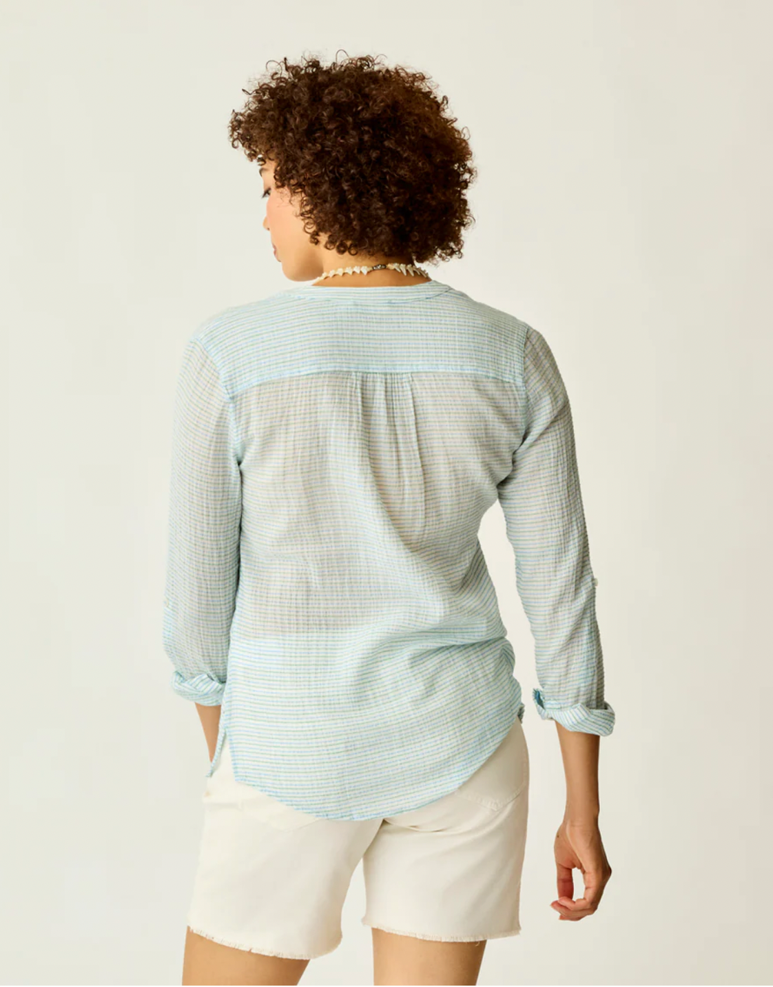 Carve Designs W LS Dylan Gauze Shirt LAGOON STRIPE