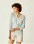 Carve Designs W LS Dylan Gauze Shirt LAGOON STRIPE