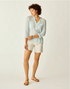 Carve Designs W LS Dylan Gauze Shirt LAGOON STRIPE