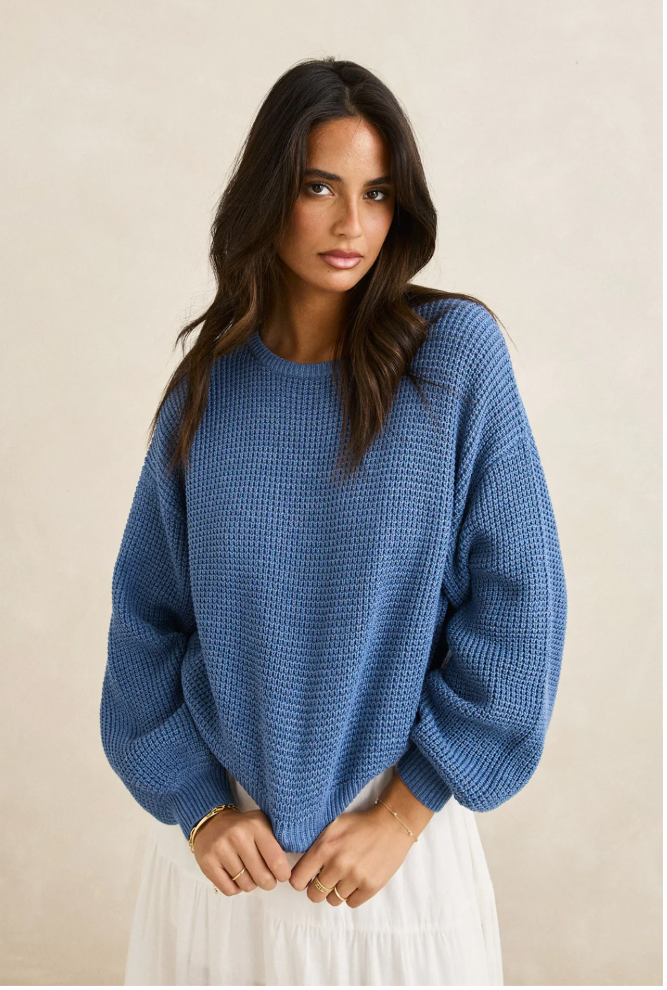Rhythm W Classic Knit Jumper STEEL BLUE