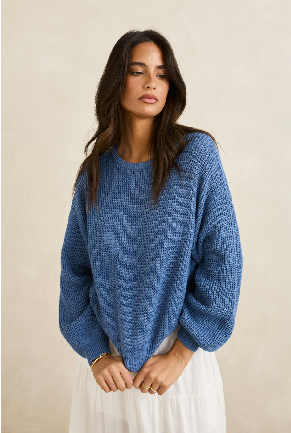 Rhythm W Classic Knit Jumper STEEL BLUE