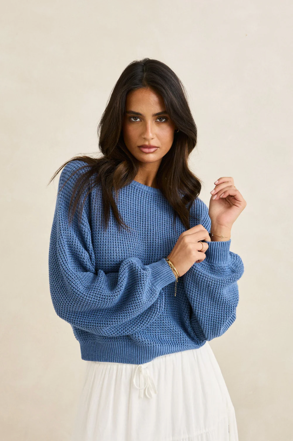 Rhythm W Classic Knit Jumper STEEL BLUE