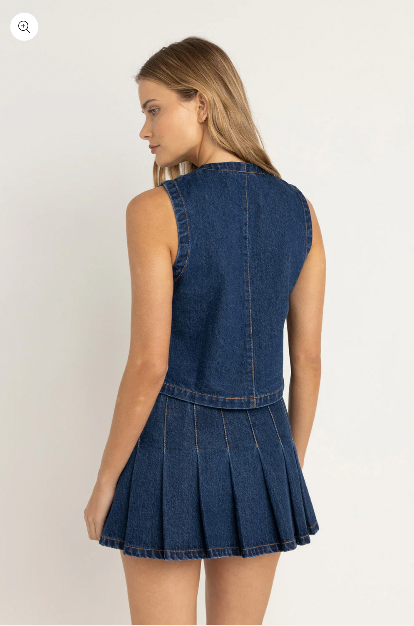 Rhythm W Remi Denim Pleated Skirt BLUE WASH