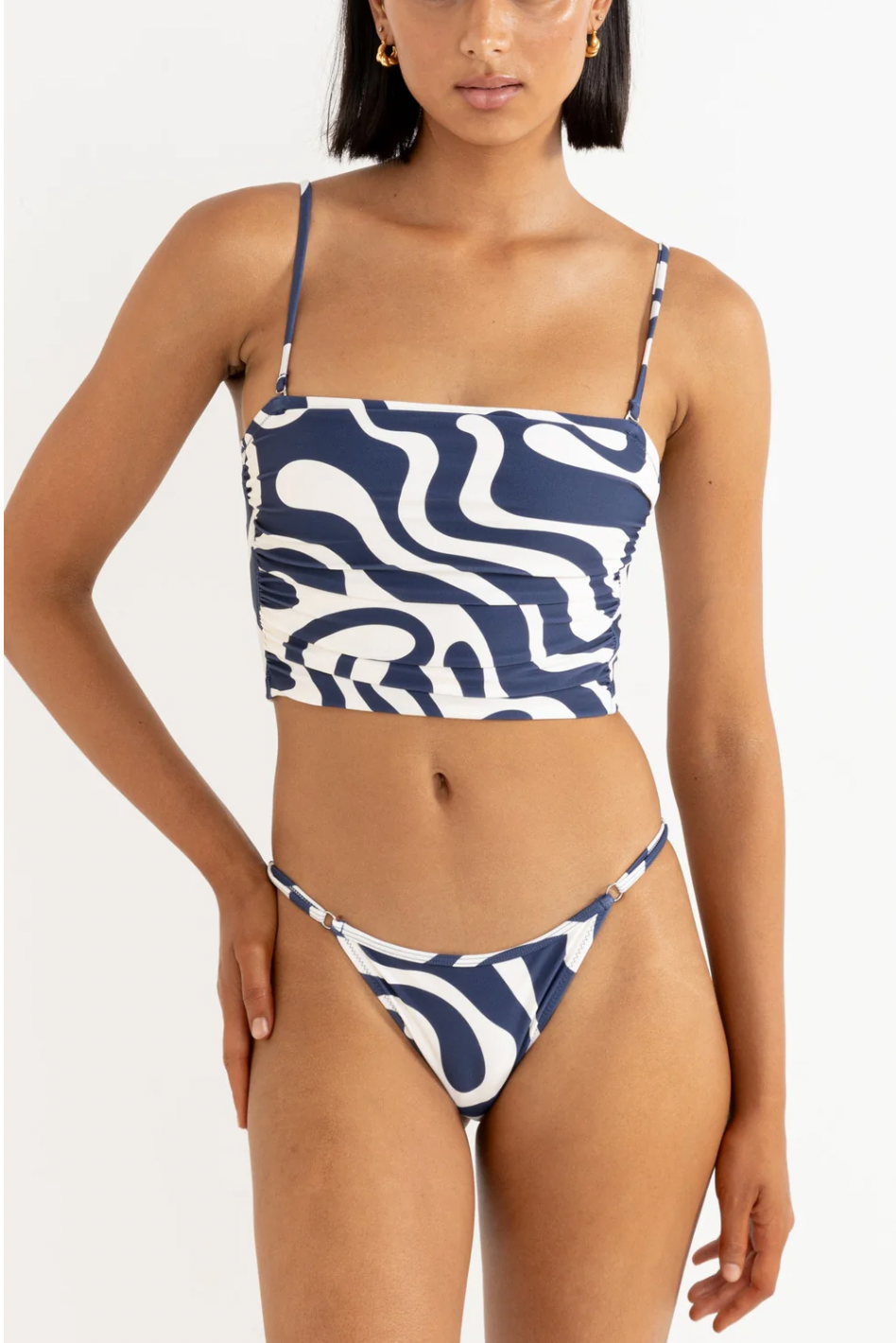 Rhythm W Waverly Scrunched Side Bandeau Tank INK