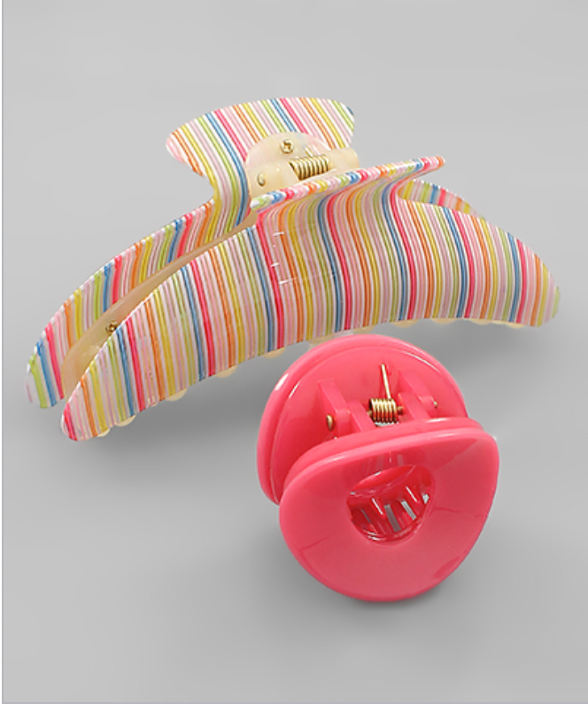 Golden Stella Acrylic Stripe Hair Clip MULTI/PINK