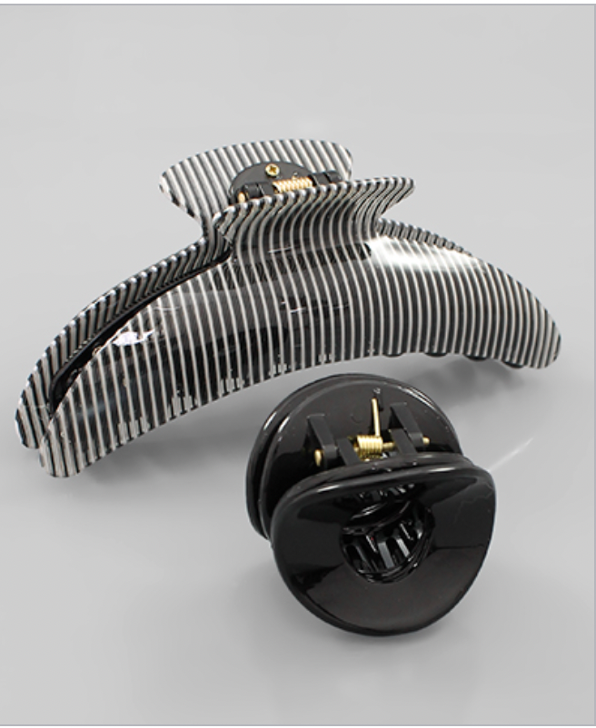 Golden Stella Acrylic Stripe Hair Clip BLACK