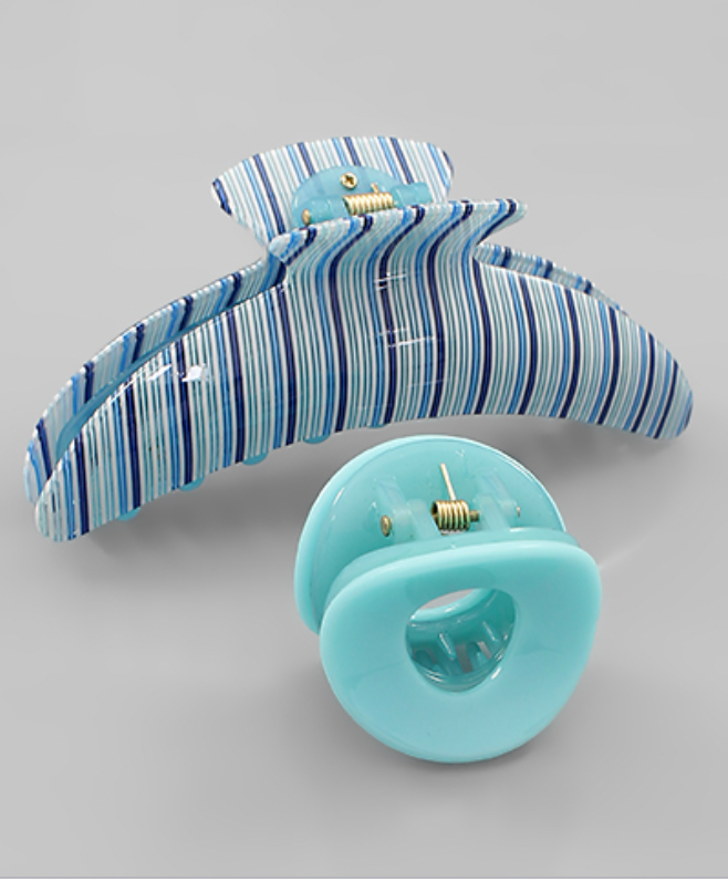 Golden Stella Acrylic Stripe Hair Clip BLUE