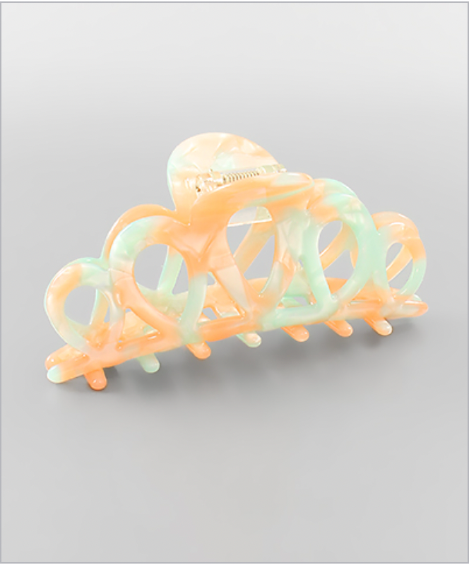 Golden Stella Teardrop Acrylic Hair Clip PEACH/MINT
