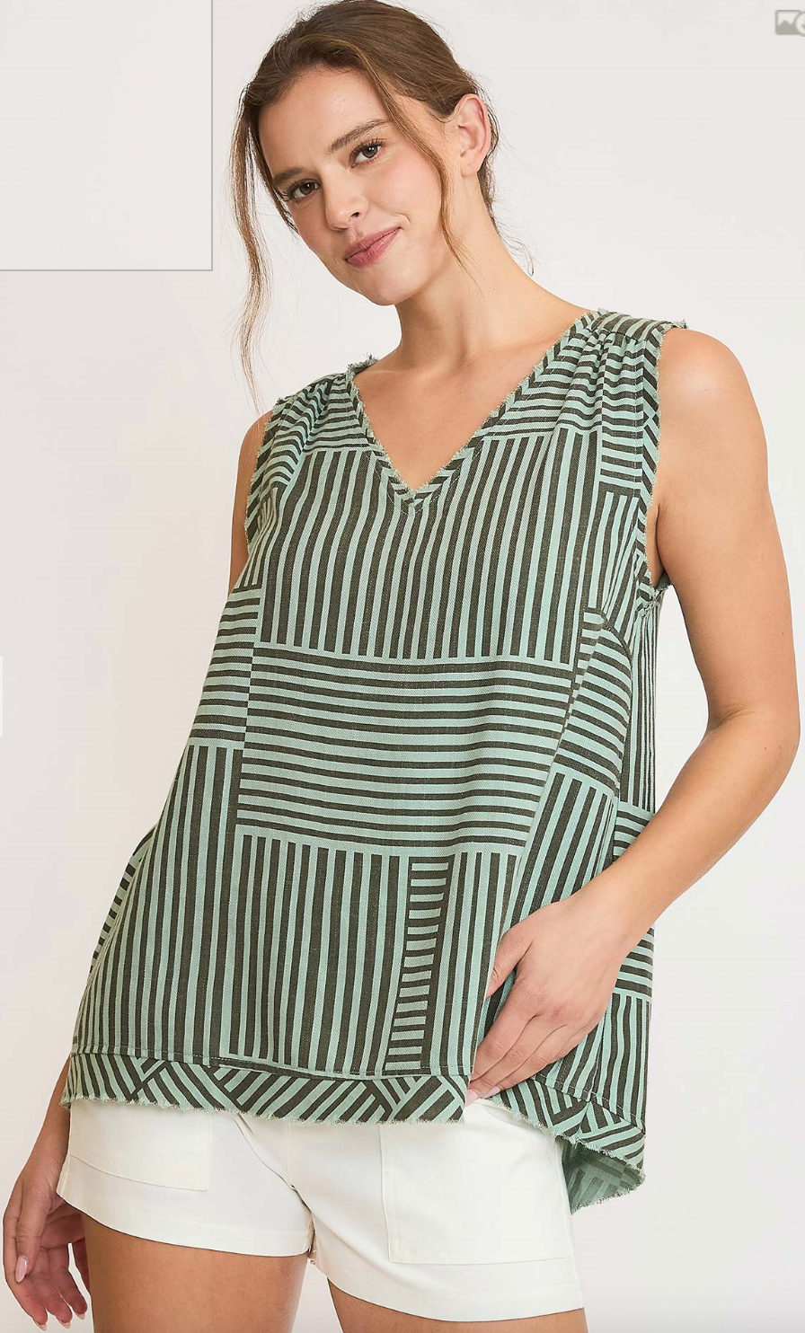 Umgee W Mixed Stripe Tank MINT