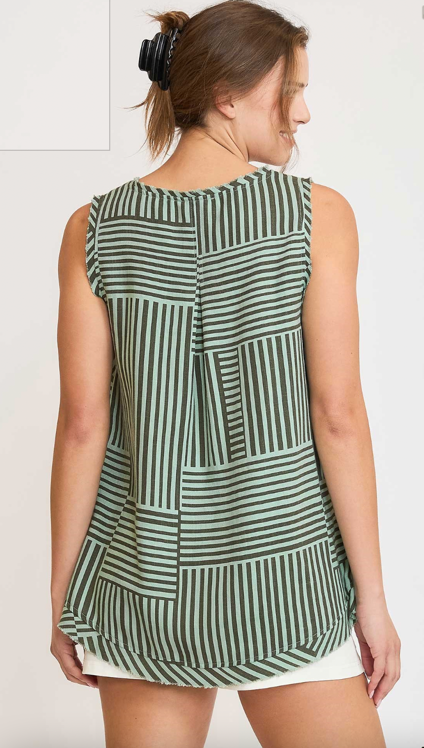 Umgee W Mixed Stripe Tank MINT