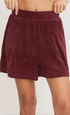Umgee W Textured Knit Shorts MERLOT