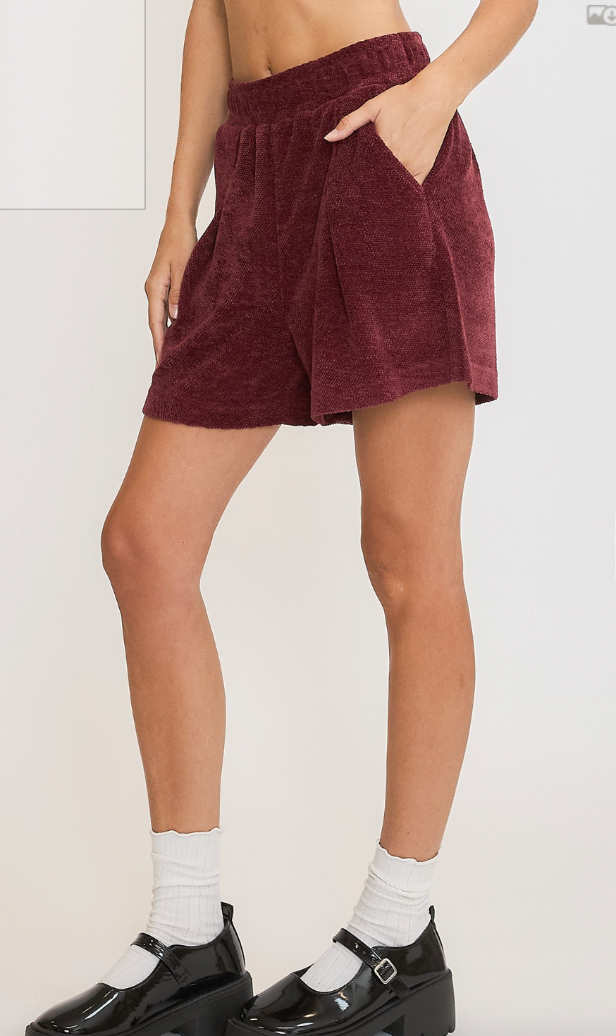Umgee W Textured Knit Shorts MERLOT