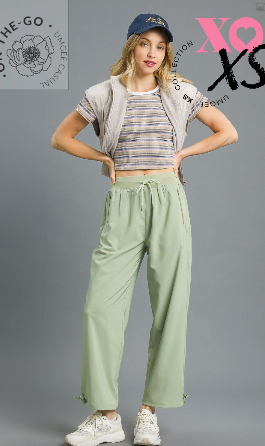 Umgee W Drawstring Jogger Pant LIGHT SAGE