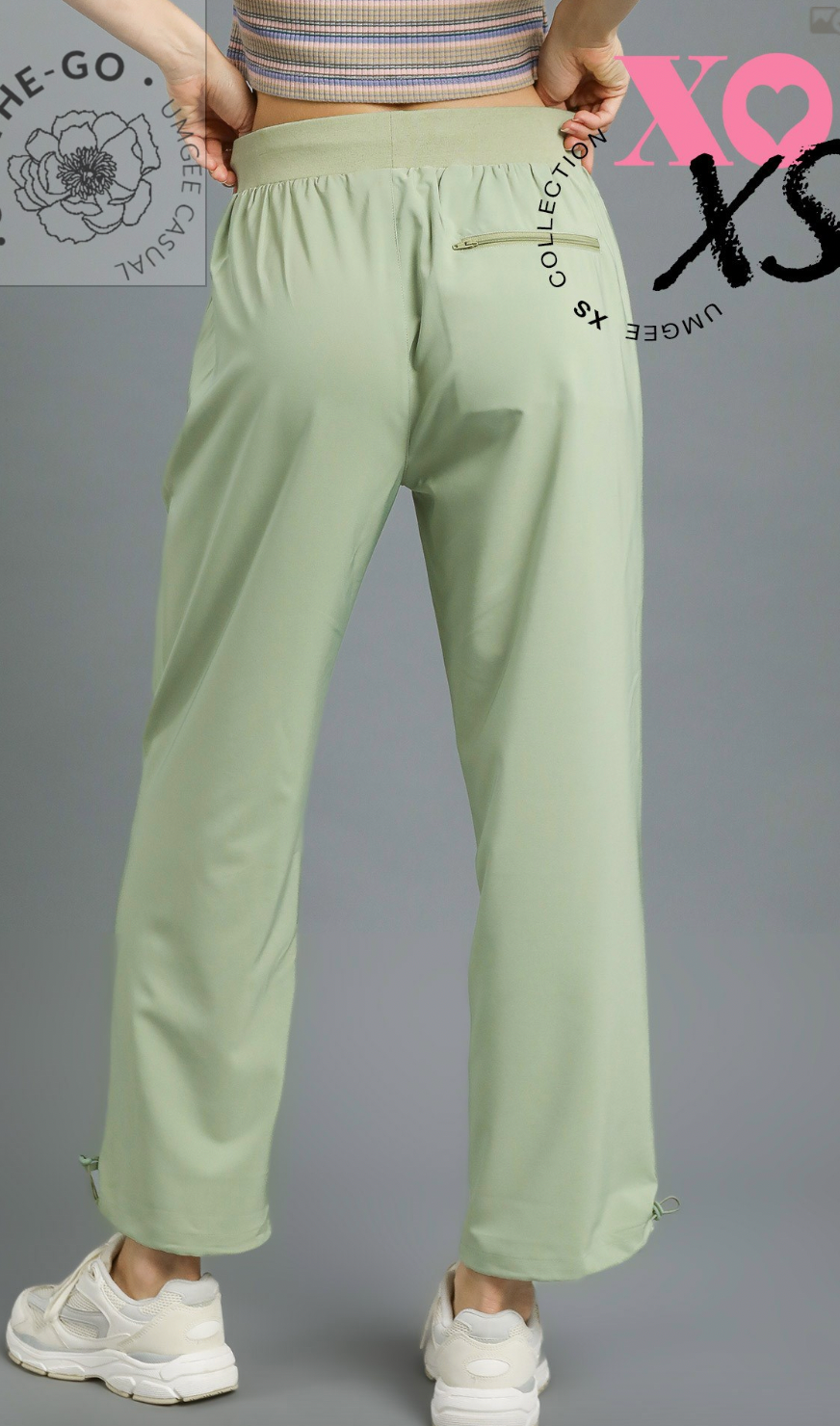 Umgee W Drawstring Jogger Pant LIGHT SAGE