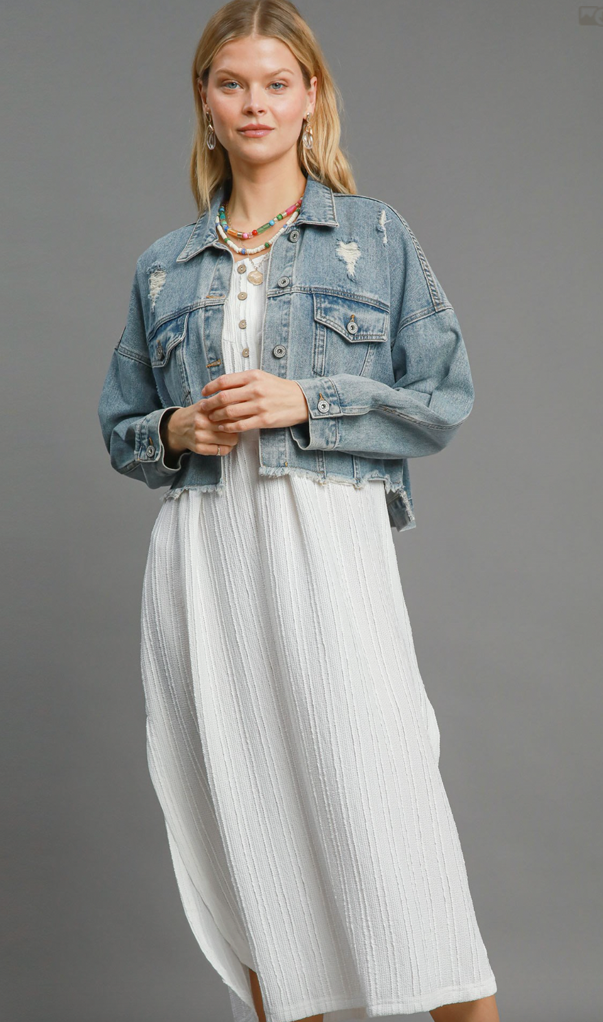 Umgee W Textured Midi Dress Off White S Umgee W Textured Midi Dress Off White S