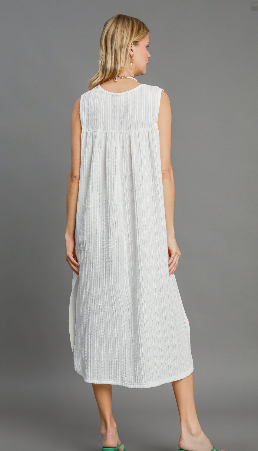 Umgee W Textured Midi Dress OFF WHITE