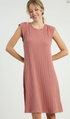 Umgee W Ribbed Midi Dress ROSE CLAY