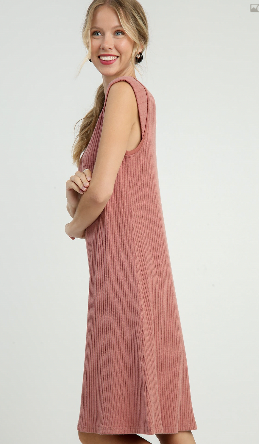 Umgee W Ribbed Midi Dress ROSE CLAY Umgee W Ribbed Midi Dress ROSE CLAY