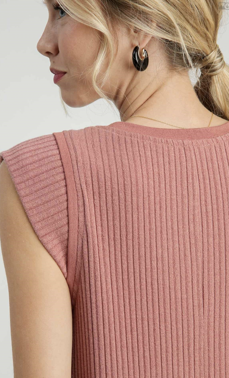 Umgee W Ribbed Midi Dress ROSE CLAY