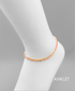 Golden Stella 2 Bead Row Anklet CORAL
