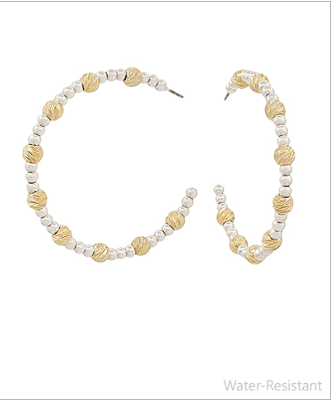 Golden Stella 3mm Ball Hoops SILVER/GOLD