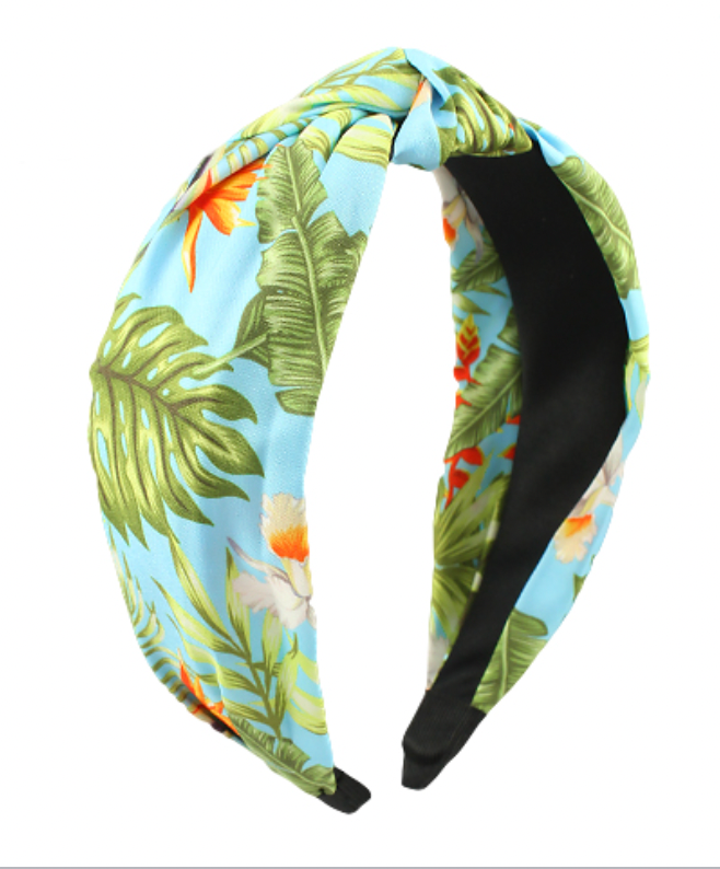 Golden Stella Printed Knotted Headband GREEN/TROPICAL