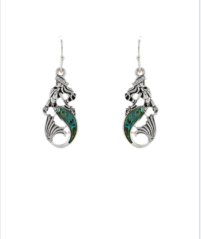 Golden Stella Mermaid Drop Earrings ANTIQUE SILVER