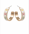 Golden Stella Printed Paw Enamel Hoop Earring CREME