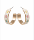 Golden Stella Printed Paw Enamel Hoop Earring CREME