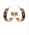Golden Stella Printed Paw Enamel Hoop Earrings BLACK