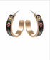 Golden Stella Printed Paw Enamel Hoop Earrings BLACK