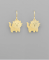 Golden Stella Scratched Cat with Bow Earrings GOLD