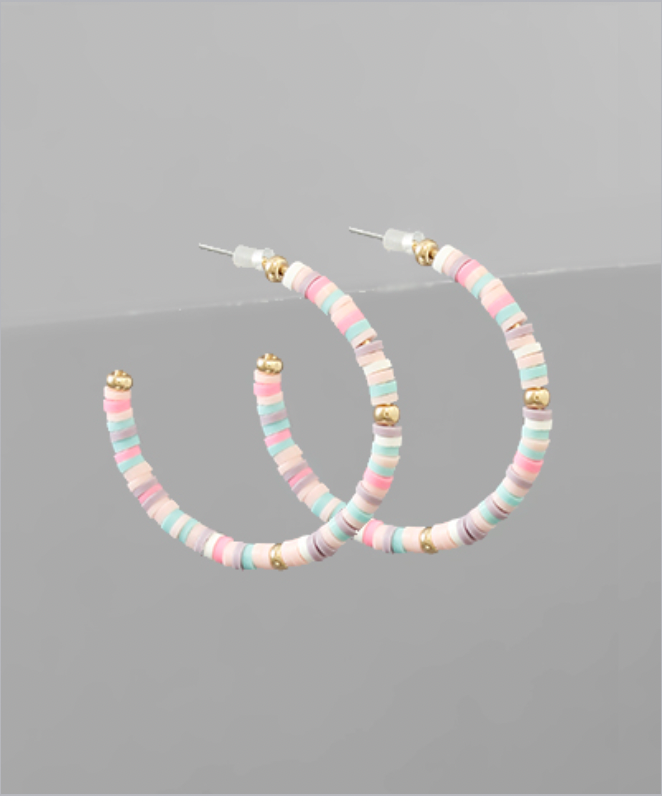 Golden Stella Rubber Bead Hoops PINK / BLUE