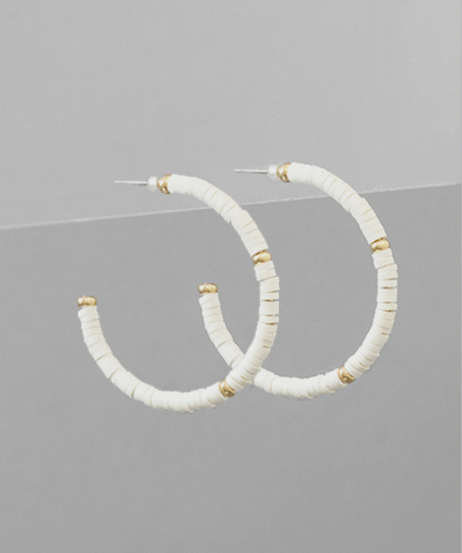 Golden Stella Rubber Bead Hoops WHITE
