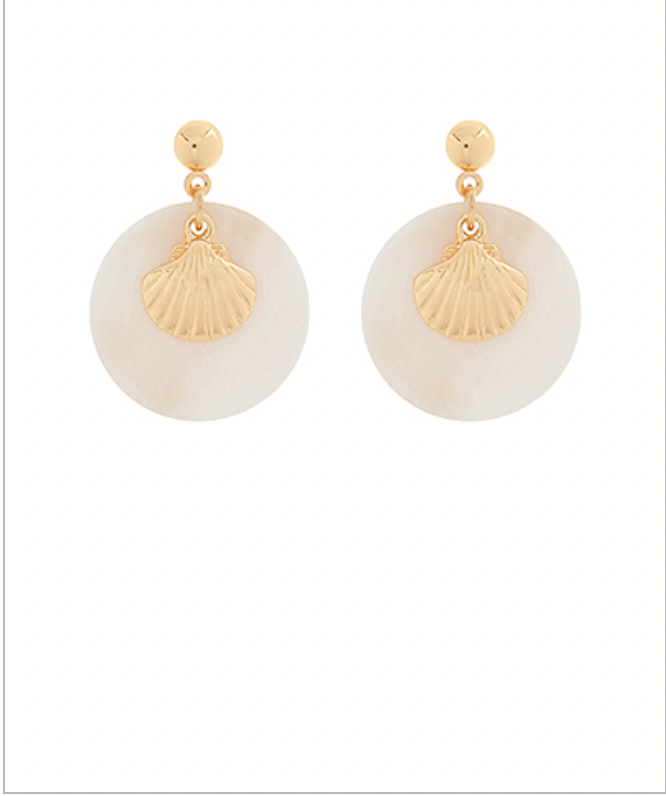 Golden Stella Scallop Disc Earrings GOLD/WHITE