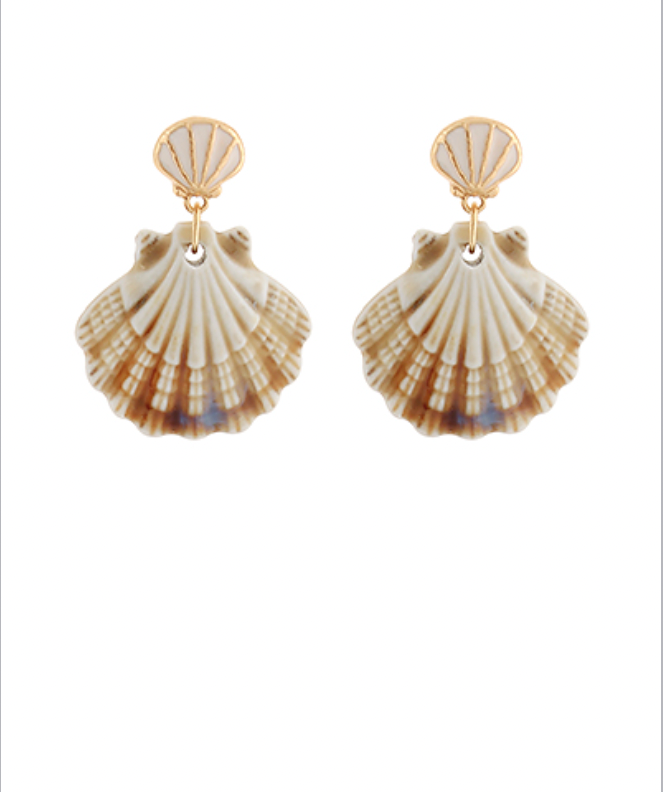 Golden Stella Scallop Shell Dangle Earrings GOLD