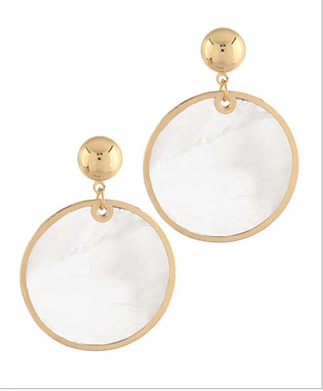 Golden Stella Abalone Disc Earrings CLEAR/GOLD