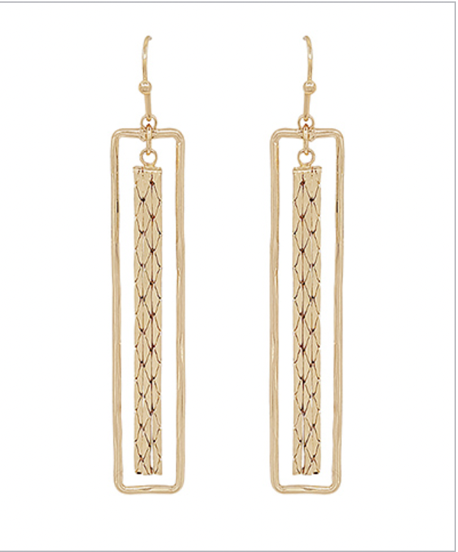 Golden Stella Rectangle Bar Earrings GOLD