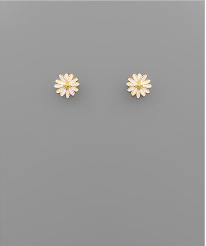 Golden Stella Daisy Stud Earrings WHITE/GOLD