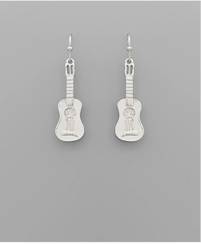 Golden Stella Guitar Earrings RHODIUM