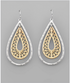 Golden Stella Tear Drop Metal Earrings WORN SILVER